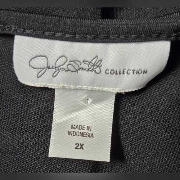 Jaclyn Smith 2X Slinky Stretch Knit Tunic Top Built In Cardigan Animal Print - Picture 4 of 5